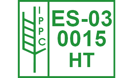 Marca NIMF-15 de Palets García con el sello IPPC, el código ES-03 0015 y el tratamiento HT